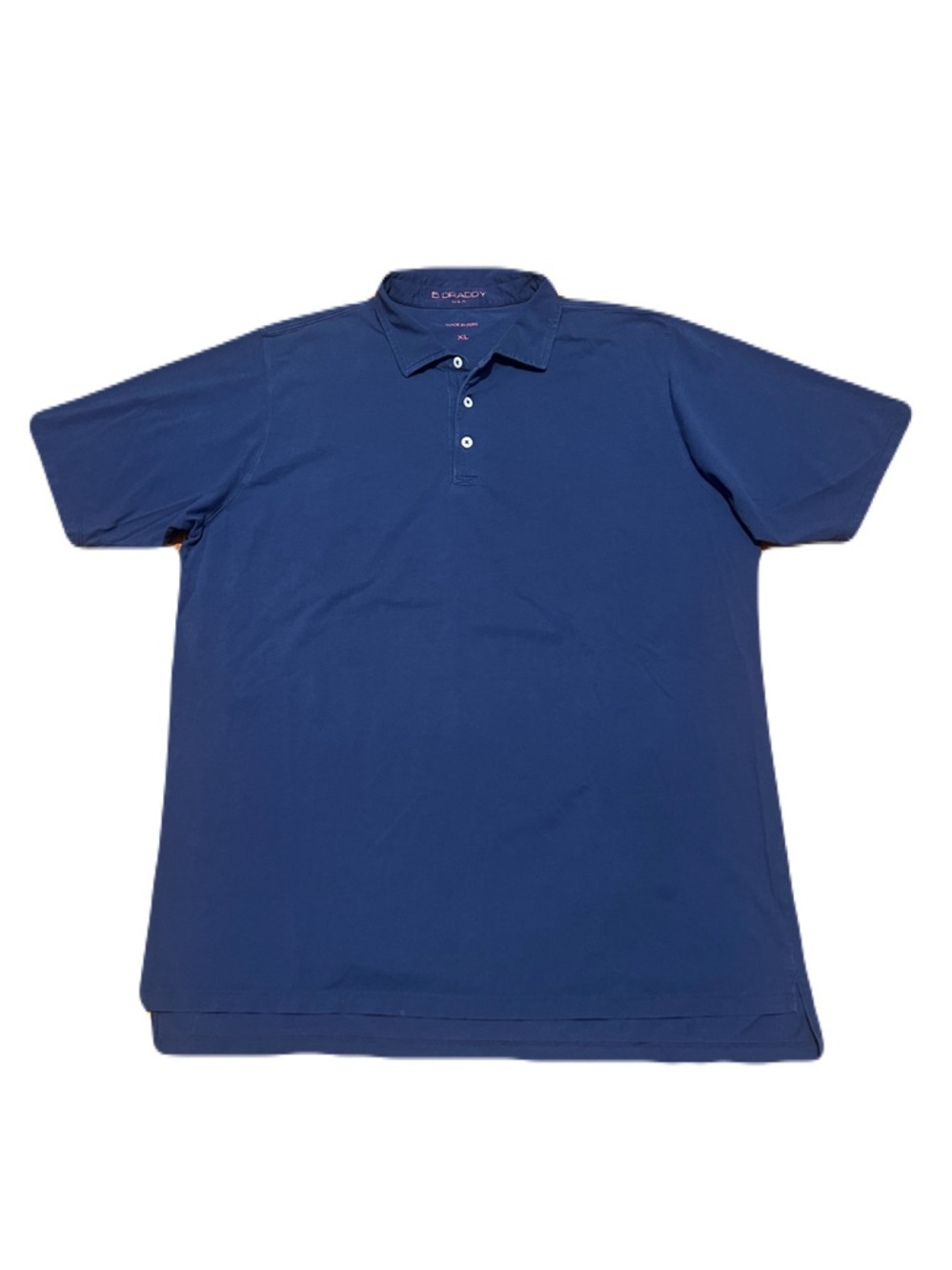 B. Draddy Sport Solid Performance Golf Polo in Tannebaum Blue, Men’s size XL